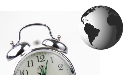 Alarm-clock-and-spinning-globe