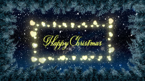 Digital-animation-of-leaves-forming-a-frame-over-happy-christmas-text-and-fairy-lights