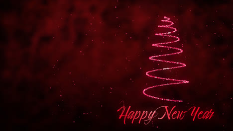 Frohes-Neues-Jahr-Und-Weihnachtsbaum-In-Rot
