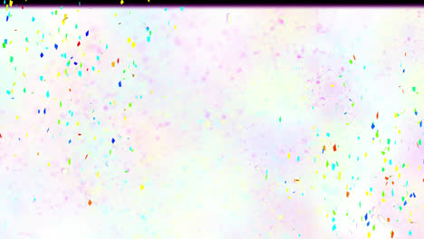 Animation-of-multi-coloured-confetti-falling-and-fireworks-exploding-on-black