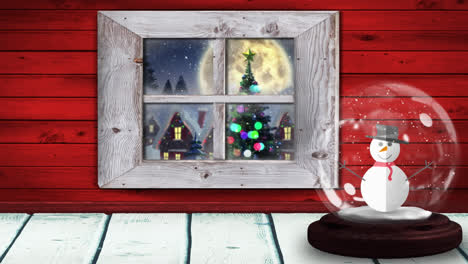 Animation-of-snow-globe-with-snowman