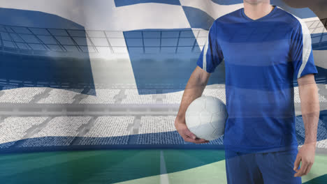 Camiseta-De-Fútbol-Griego-Con-Bandera-Nacional-De-Grecia-Y-Balón-De-Fútbol