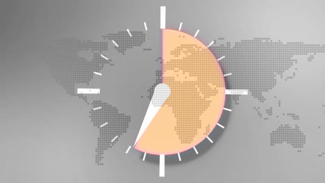Uhrsymbol-über-Weltkarte-4k
