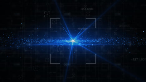 Quadratischer-Scanner-Und-Datenverarbeitung-Gegen-Leuchtendes-Blaues-Sternenlicht