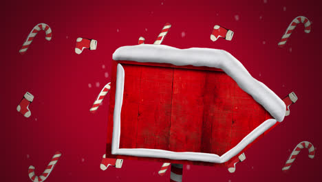 Animation-of-red-sign-covered-with-snow