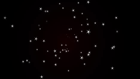 Animation-of-glowing-white-stars-twinkling-and-moving-in-hypnotic-motion-on-black-background