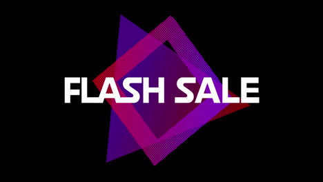 Wörter-„Flash-Sale“-Erscheinen-Vor-Einem-Violetten-Quadrat-Auf-Einem-Schwarzen-Bildschirm-4k