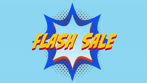Flash-Sale,-Pow-Und-Zap-Text-Auf-Sprechblase-Vor-Blauem-Hintergrund