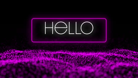 Animation-of-hello-text-over-abstract-mesh-with-pink-spots-floating-and-waving