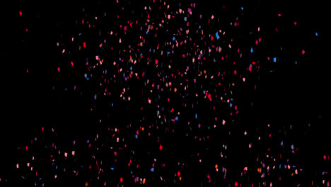 Animation-of-set-of-glowing-multi-coloured-spots-falling-on-black-background