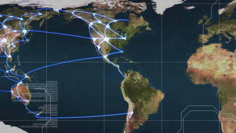 Animation-Der-Datenverarbeitung-Und-Des-Verbindungsnetzwerks-Auf-Der-Weltkarte