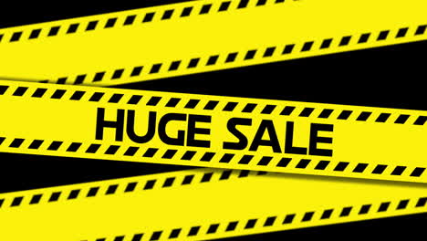 Huge-Sale-text-on-yellow-industrial-ribbon-4k