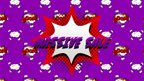 Massive-sale-and-boom-text-on-speech-bubble-against-purple-background