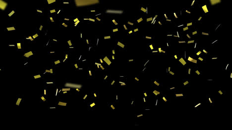 Animation-of-set-of-gold-confetti-falling-on-black-background