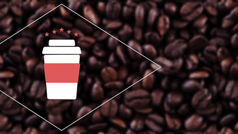 Heiße-Kaffeetasse-Logo-Gegen-Kaffee-Und-Bohnen