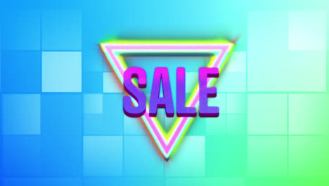 Sale-graphic-with-moving-colourful-triangles-on-a-green-and-blue-background
