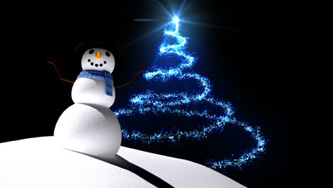 Muñeco-De-Nieve-Con-árbol-De-Navidad-Mágico