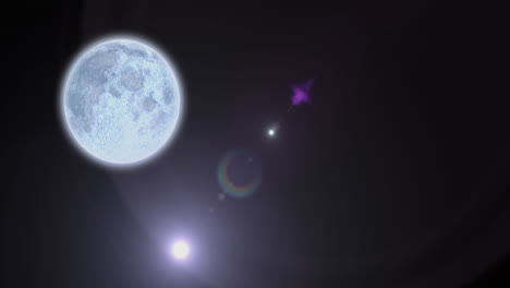 Animation-Des-Planeten-Erde-Mit-Leuchtenden-Lichtpunkten-Mit-Linsenreflexionen-Auf-Grauem-Hintergrund