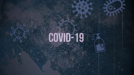 Texto-Covid-19-Contra-Iconos-Conceptuales-De-Coronavirus-Sobre-Fondo-Azul