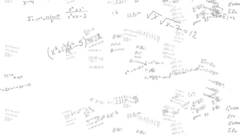 Animation-of-math-equations-hand-written-on-white-screen