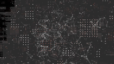 Netz-Aus-Verbindungen-Und-Punkten,-Die-Ein-Quadrat-Vor-Rotem-Hintergrund-Bilden