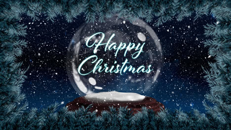 Animation-of-happy-christmas-text-on-snow-globe