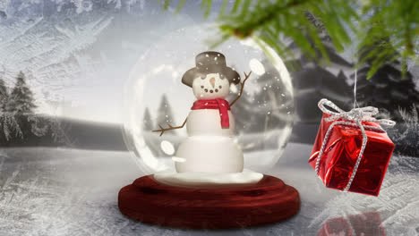 Snowman-in-snow-globe-with-Christmas-decoration