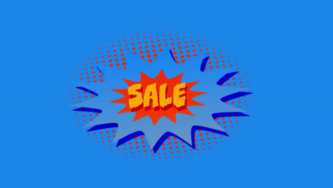 Sale-text-over-boom-and-zap-text-on-speech-bubbles-against-blue-background