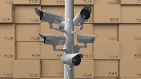 CCTV-Kameras-Und-Gestapelte-Kisten