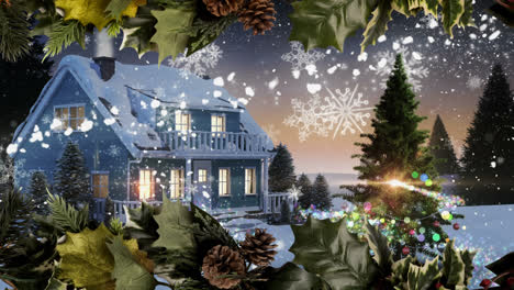 Christmas-home-with-Christmas-tree-and-holly-border