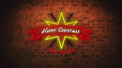 Happy-Christmas-&-Happy-New-Year-neon-sign-on-brick-wall