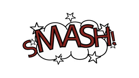Animation-of--comic-speech-bubbles-with-words-Smash!,-Lol!,-Bang!,-Poof!-Kaboom!!-and-Splash!-