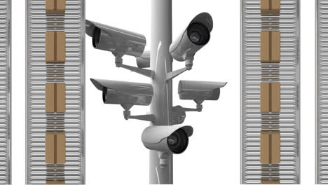 CCTV-Kameras-Und-Kisten-Auf-Förderband