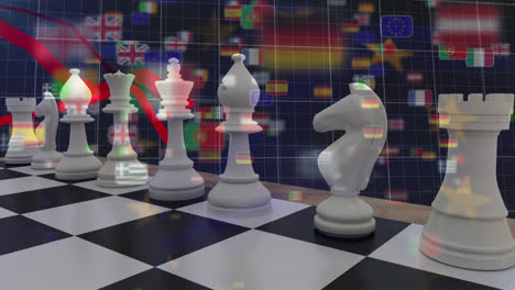 Multiple-national-flags-floating-against-chess-pieces-on-chessboard