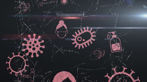 Coronavirus-concept-icons-against-dark-background-with-scratches