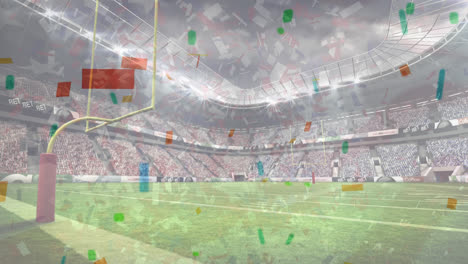 Animation-of-confetti-falling-in-professional-stadium-of-american-football