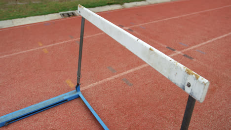 Close-up-of-sports-hurdle-on-running-track-4k