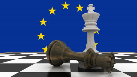 Schachbrett-Vor-EU-Flagge-Im-Hintergrund