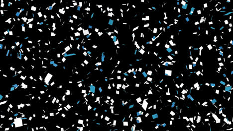 Animation-of-set-of-confetti-falling-on-black-background