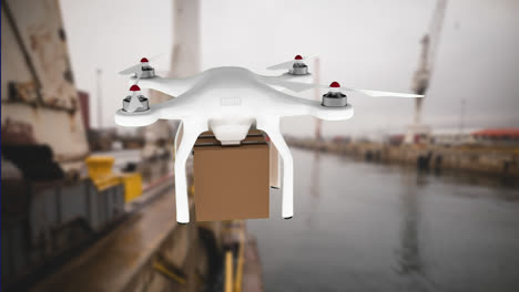Drohne-Transportiert-Ein-Paket-Zur-Auslieferung
