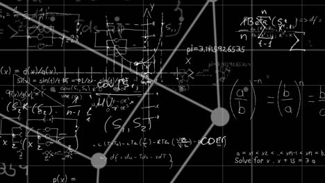 Animation-of-math-equations-hand-written-on-chalkboard-