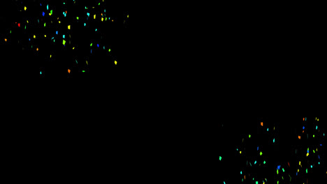 Animation-of-set-of-glowing-multi-coloured-spots-falling-on-black-background