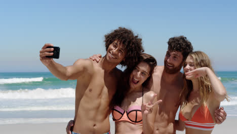 Young-friends-taking-selfie-with-phone-4k