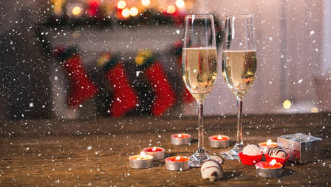 Falling-snow-with-Christmas-champagne