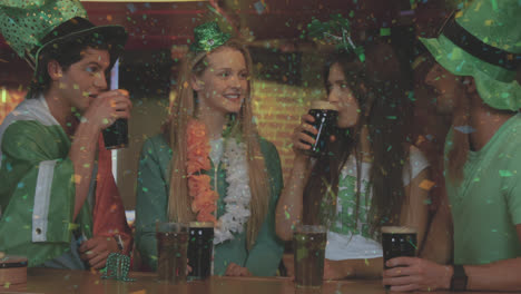 Digital-composite-of-smiling-friends-with-Irish-accessory-in-the-bar-