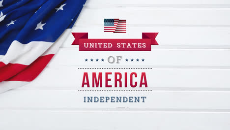 Vereinigte-Staaten-Von-Amerika,-Unabhängiger-Text-Im-Banner-Mit-Flagge