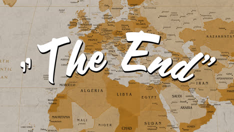 The-End-sign-and-world-map