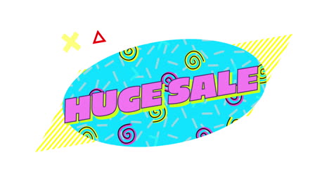 Retro-Huge-Sale-text-in-ribbon-above-colourful-shapes