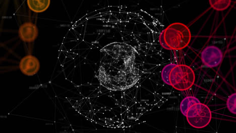 Globus-Mit-Digitalen-Symbolen-Gegen-Netzwerk-Verbindungssymbole-