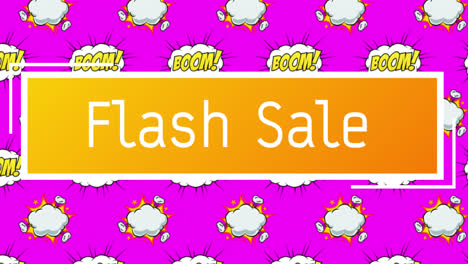 Flash-sale-text-over-boom-text-on-speech-bubbles-against-pink-background